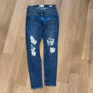 Frame Denim Dark Blue Ripped Skinny Jeans